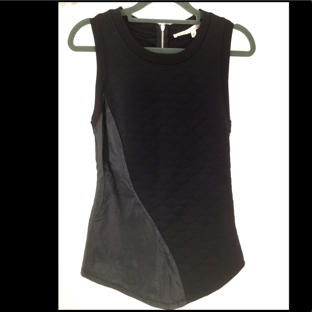 RACHEL Rachel Roy XS Blk  Faux leather Quilted Top
